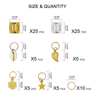 Ryalan 80 Pieces Hair Jewelry Rings Aluminum Hair Accessories Dreadlocks Metal Hair Cuffs Decorations Pendants for Passion Twist Crochet Braiding Hair