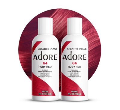 Adore Semi Permanent Hair Color - Vegan and Cruelty-Free Red Hair Dye - 4 Fl Oz - 064 Ruby Red (Pack of 2)