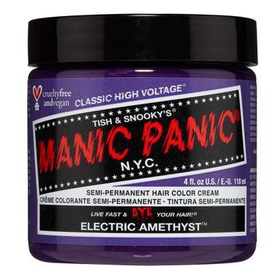 MANIC PANIC Electric Amethyst Hair Dye - Classic High Voltage - Semi-Permanent Hair Color - Medium Violet Purple With Blue Undertones - Vegan, PPD &amp; Ammonia-Free - For Coloring Hair on Women &amp; Men