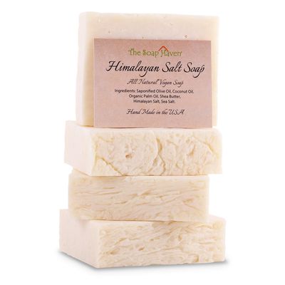 Himalayan Salt Soap Bars with Sea Salt &amp; Shea Butter - 4 Soap Bars, Handmade in USA, All Natural, Non-GMO, Unscented (4.5 oz Each)