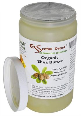 Essential Depot Shea Butter - 32 oz. - 2 lbs - Organic - Unrefined - In resealable safety sealed HDPE Jar