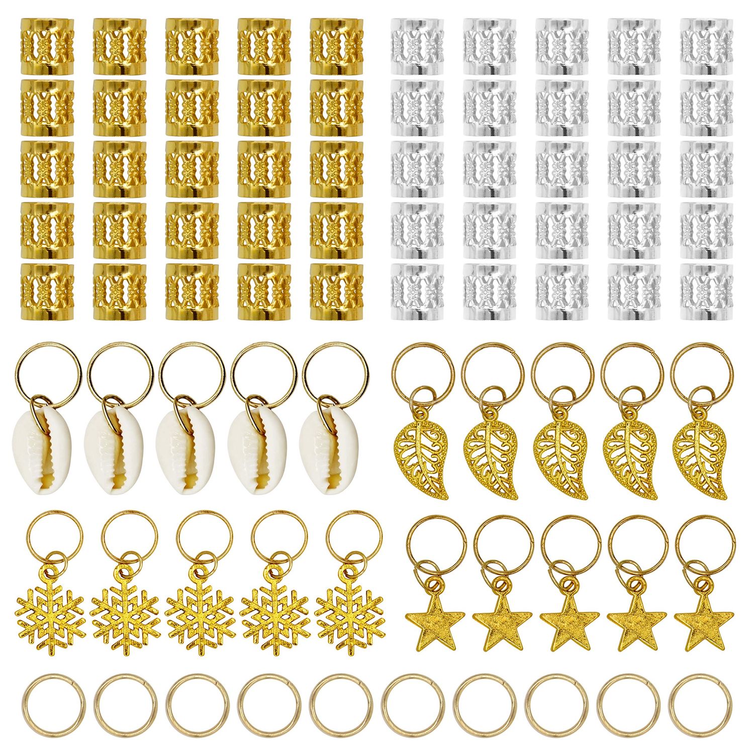 Ryalan 80 Pieces Hair Jewelry Rings Aluminum Hair Accessories Dreadlocks Metal Hair Cuffs Decorations Pendants for Passion Twist Crochet Braiding Hair
