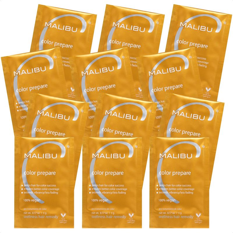 Malibu C Color Prepare Wellness Hair Remedy (12 Packets) - Extends Hair Color Vibrancy &amp; Counteracts Discoloration - Hair Care Remedy for Color Treated Hair