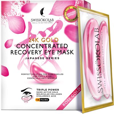 SWISSKOLAB Under Eye Patches For Puffy Eyes 24k Gold Eye Mask Dark Circles And Puffiness Collagen Eye Gel Pads Moisturizing &amp; Reducing Wrinkles Anti-Aging Hyaluronic Acid (Japanese Series)
