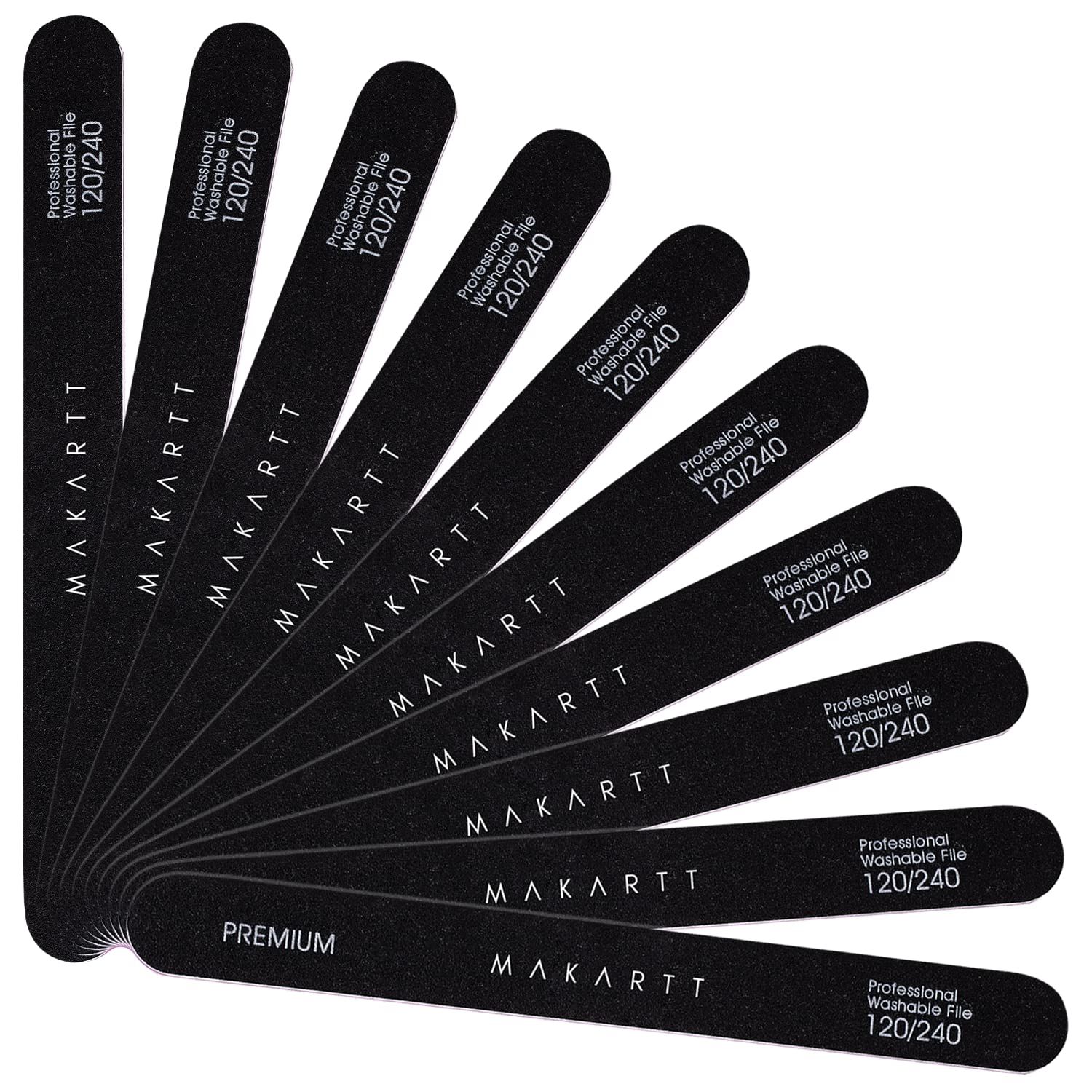Makartt Nail File, 120 240 Grit Emery Boards for Nails, 10pcs Professional Washable Dual Sides Filer Kit for Medium Filing &amp; Smooth Polishing, Pedicure Manicure Tools for DIY Home Salon Use