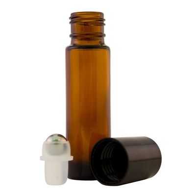 6 Pack - Empty Roll on Glass Bottles [STAINLESS STEEL ROLLER] 10ml Refillable Color Roll On for Fragrance Essential Oil - Amber Color