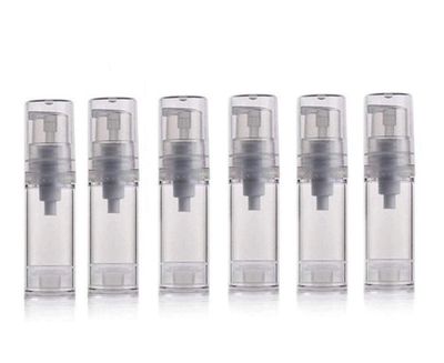 5ML Airless Pump Bottle-Empty Refillable Airless Vacuum Pump Cream Lotion Bottle Travel Bottles Toiletries Liquid Container for Cosmetic Make-up Pack of 6 (Transparent)