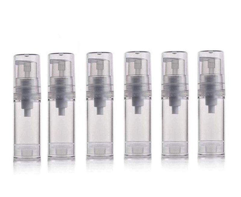 5ML Airless Pump Bottle-Empty Refillable Airless Vacuum Pump Cream Lotion Bottle Travel Bottles Toiletries Liquid Container for Cosmetic Make-up Pack of 6 (Transparent)