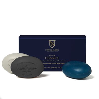Caswell-Massey Castile Bar Soap, Mens Body Wash, Hand Soap, and Face Wash, Moisturizing Natural Body Soap for Bath or Shower, Newport, Oaire, &amp; Greenbriar, 3 (5.8 oz bar) Gift Set