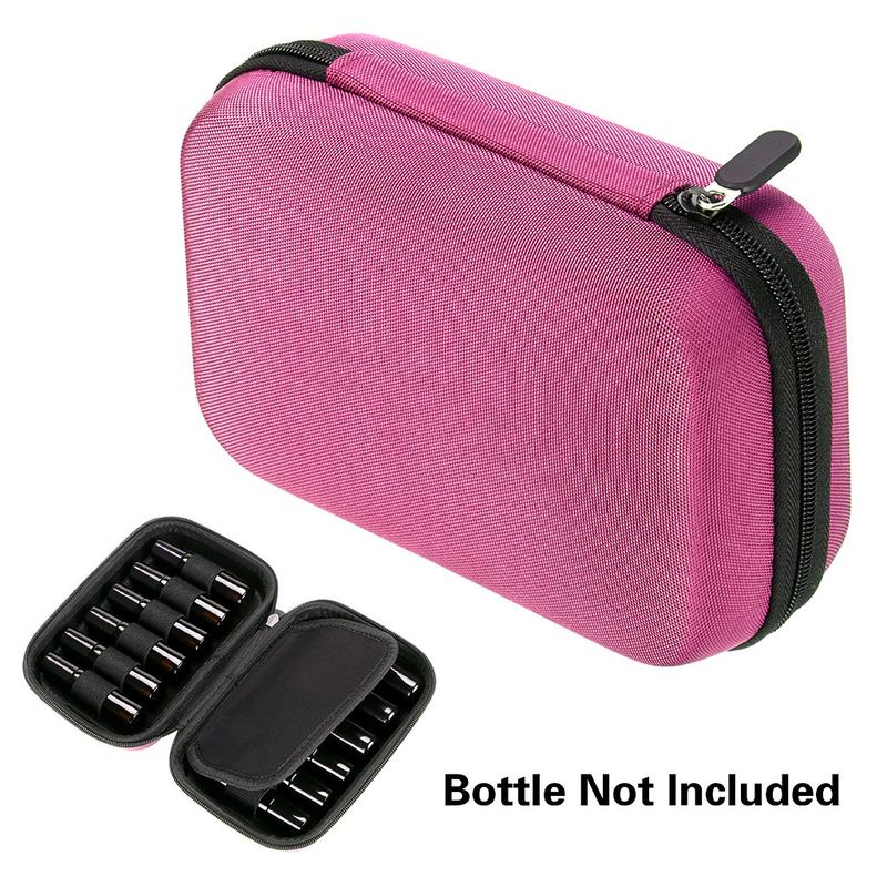 Hipiwe Hard Shell Essential Oil Carrying Case Holds 12 Bottles (Can hold 5ml, 10ml, &amp;10ml Rollers) Travel Size Essential Oils Bag Organizer (Pink)