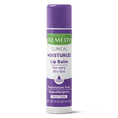 Medline Remedy Clinical Lip Balm, Moisturizing Soothing Formula for Dry Chapped Lips, 0.15 oz., Pack of 36
