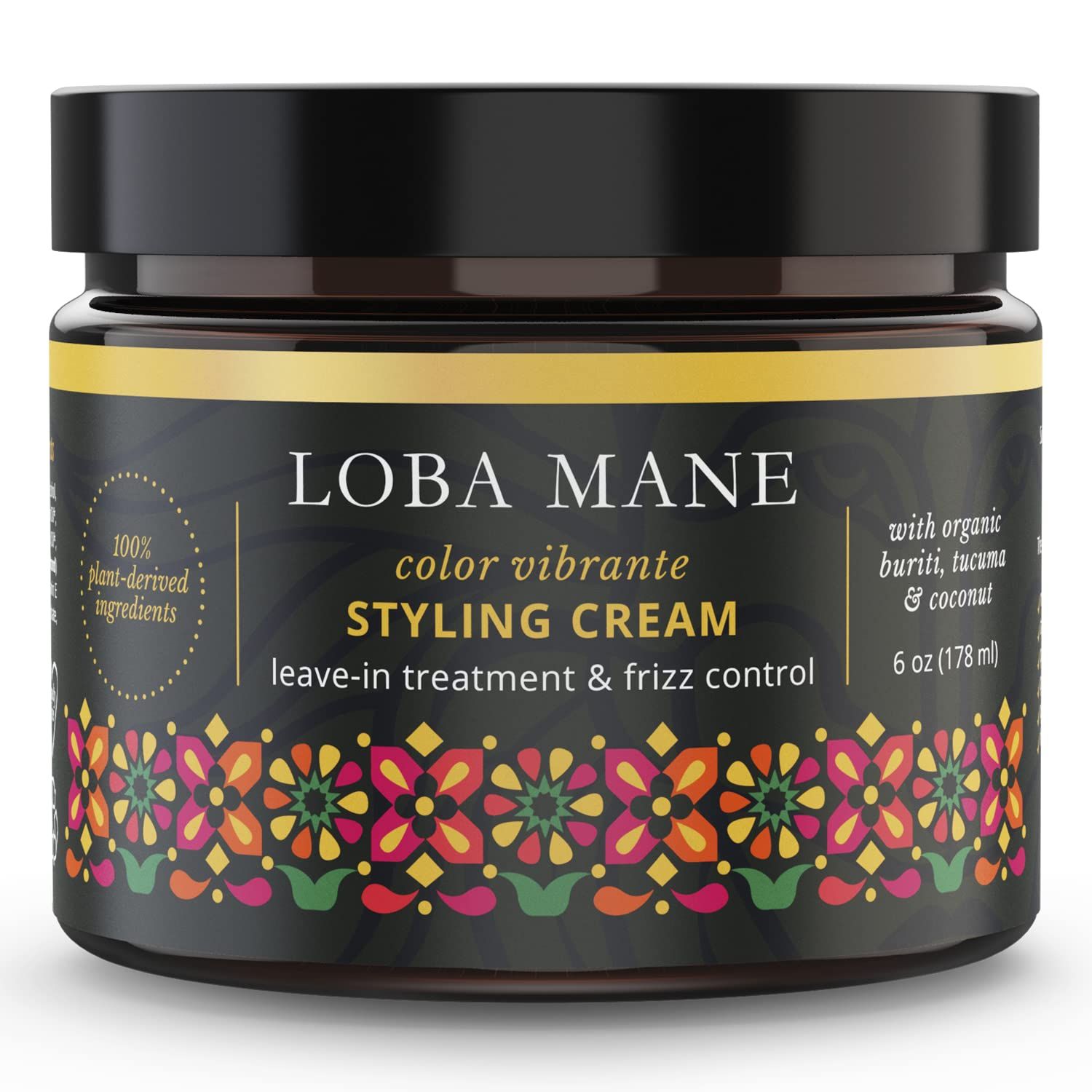 Loba Mane Hydrating Styling Cream - Anti Frizz &amp; Heat Protection Curl Defining Cream - Nourishes and Hydrates - Color Safe, Vegan, Natural &amp; Organic Curly Hair Cream (6oz)