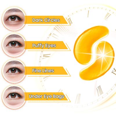 Adofect Collagen Powder Eye Mask 29 Pairs Gold Under Eye Gel Pads, Hyaluronic Acid Under Eye Mask Gel Patches for Puffy Eye Reducing Dark Circles, Eye Bags, Wrinkle, Refresh Your Eyes, Gold