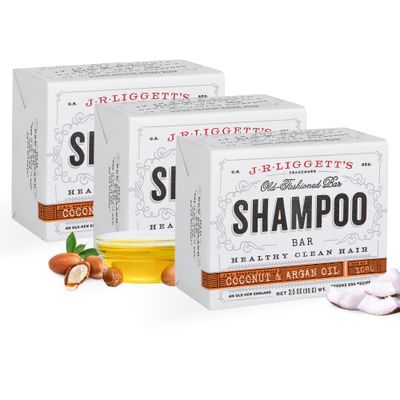 JRLIGGETT&#39;S All-Natural Shampoo Bar, Virgin Coconut and Argan Oil - Strong and Healthy Hair-Nourish Follicles with Antioxidants and Vitamins-Detergent and Sulfate-Free, Set of Three, 3.5 Ounce Bars