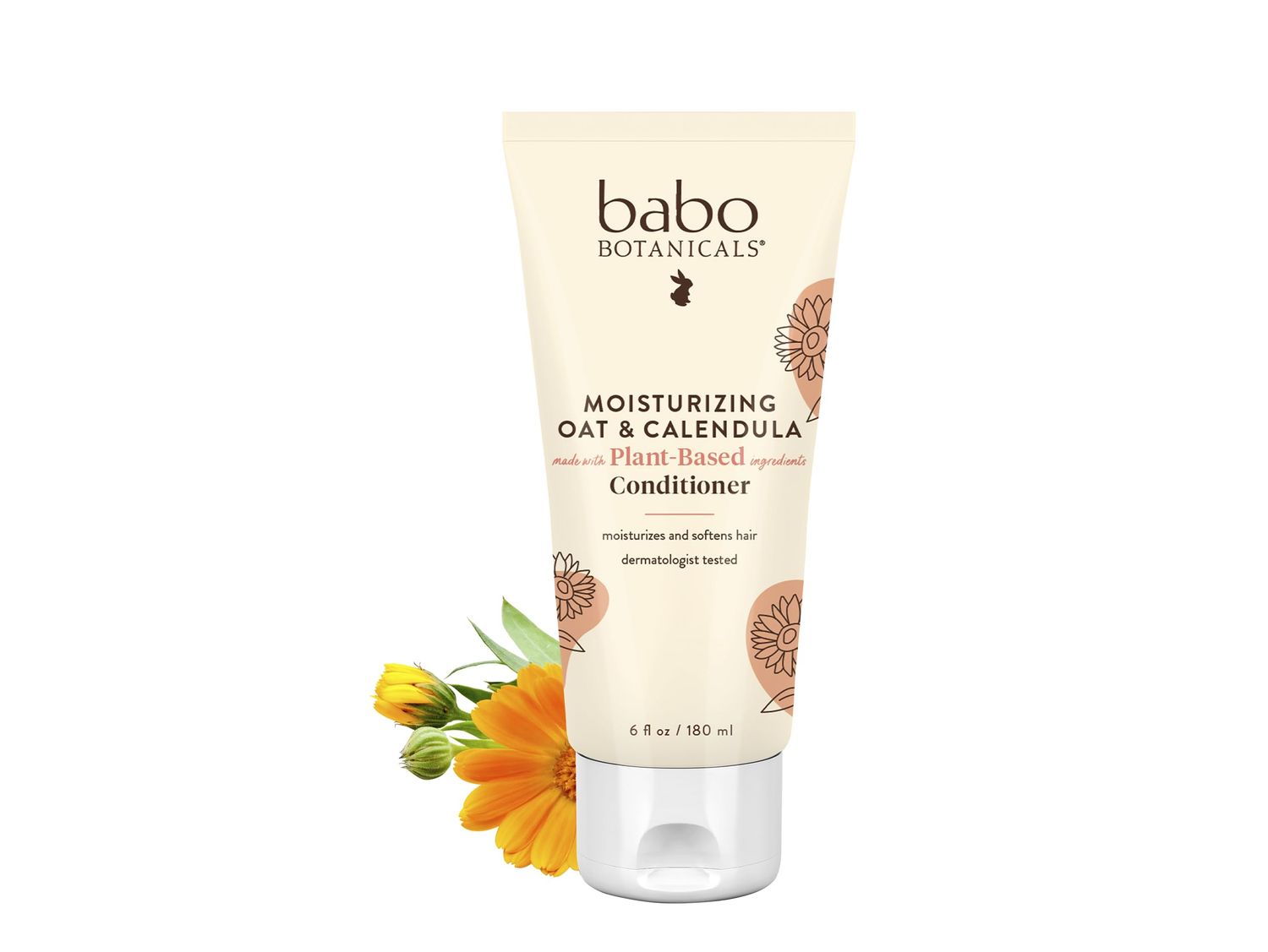 Babo Botanicals Moisturizing Oat &amp; Calendula Conditioner - Silicone-Free - For Dry or Sensitive Skin - For all ages - Vegan - Lightly Scented