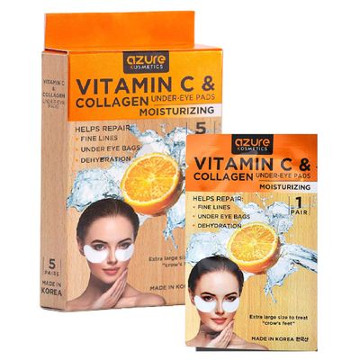 Azure Cosmetics Anti-Aging Under Eye Mask - 5 Pairs, Reduces Fine Lines, Wrinkles, Dark Circles &amp; Puffiness, Skin Care Made in Korea, 100% Vegan, Cruelty-Free