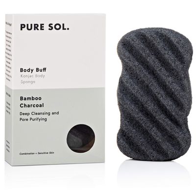 Pure SOL. Konjac Exfoliating Bath Sponge - Activate Charcoal Exfoliating Sponge - Konjac Sponge for Acne - Deep Cleansing, Clean Pores, Remove Impurities - 100% Natural and Good for All Skin Types