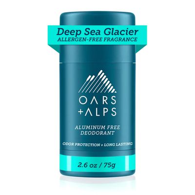 Oars + Alps Aluminum Free Deodorant for Men and Women, Dermatologist Tested and for Sensitive Skin, Vegan, Travel Size, Deep Sea Glacier, 1 Pack, 2.6 Oz