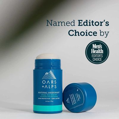 Oars + Alps Aluminum Free Deodorant for Men and Women, Dermatologist Tested and for Sensitive Skin, Vegan, Travel Size, Deep Sea Glacier, 1 Pack, 2.6 Oz