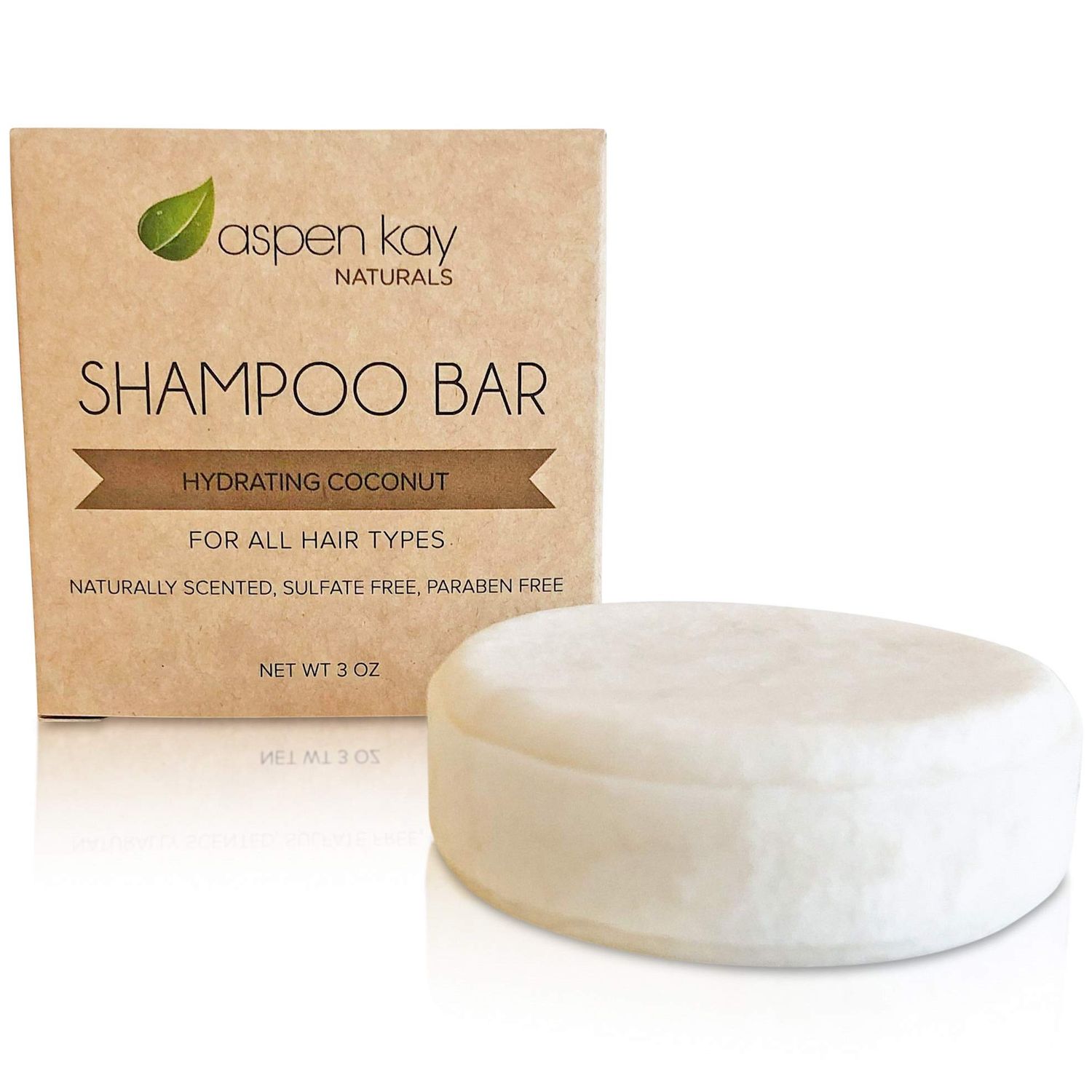 Solid Shampoo Bar, Made With Natural &amp; Organic Ingredients, Sulfate-Free, Cruelty-Free &amp; Vegan, All Hair Types, 3 Ounce Bar (Hydrating Coconut)