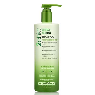 GIOVANNI 2chic Ultra-Moist Shampoo - Avocado &amp; Olive Oil, Creamy Hydration Formula, Enriched with Aloe Vera, Shea Butter, Botanical Extracts, No Parabens, Color Safe - 24 oz