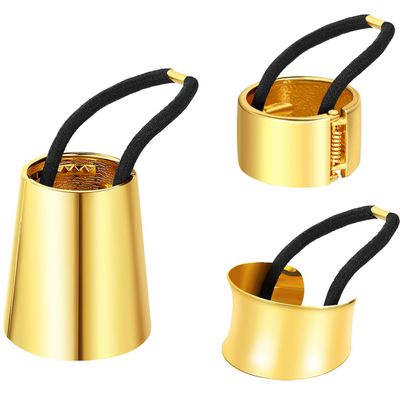 Yaomiao 3 Pieces Metal Circle Hair Cuff Elastic Hair Band Hair Ties Ponytail Holder Hair Rope Accessory for Women Girls, 3 Styles (Gold)