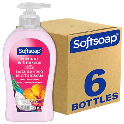 Softsoap Coconut &amp; Hibiscus Scent Hydrating Liquid Hand Soap, Liquid Hand Soap, 11.25 Fl Oz (Pack of 6)