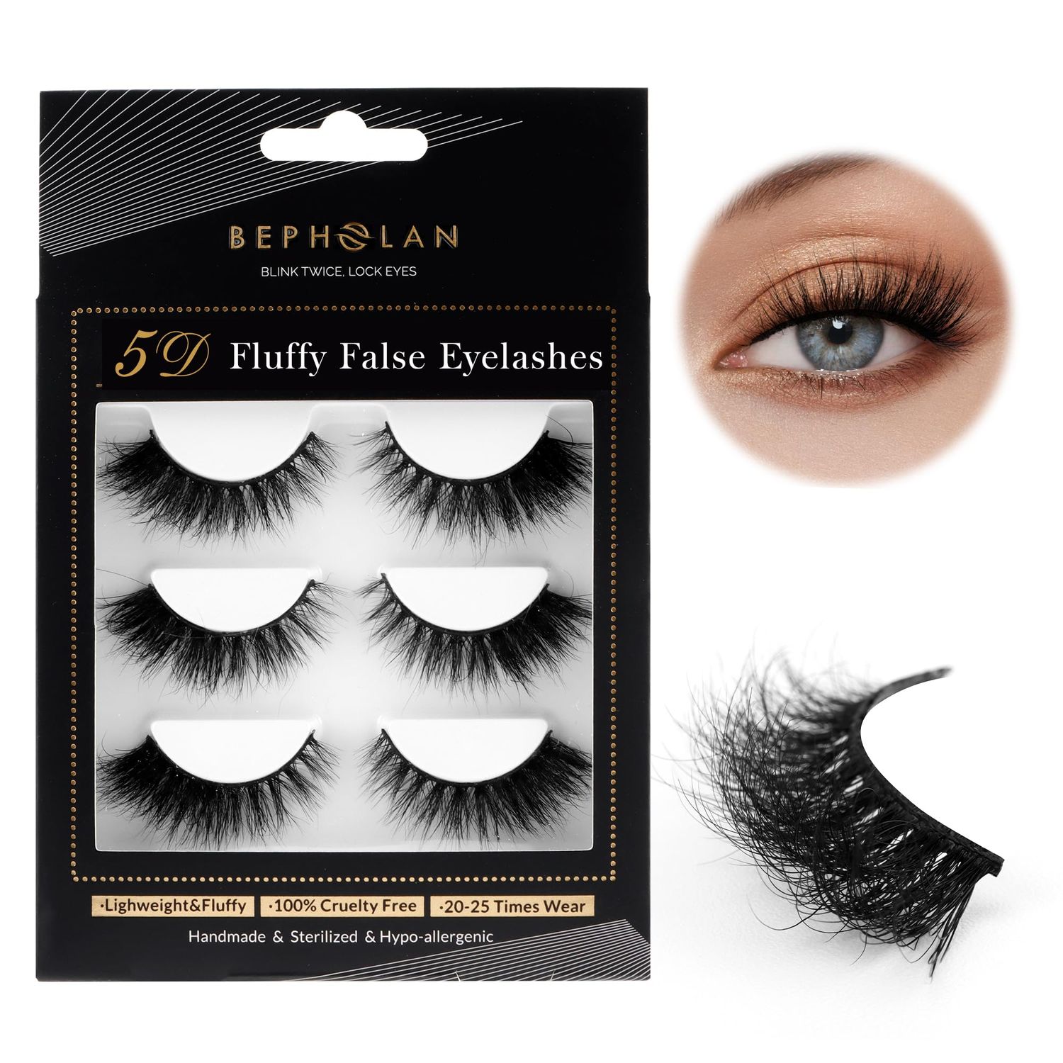 Lashes Mink Natural False Eyelashes - Bepholan Fake Eyelashes Natural Look 3-Pack Cat Eye Lashes Manga Eyelashes Fluffy,XMZ208