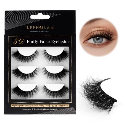 Lashes Mink Natural False Eyelashes - Bepholan Fake Eyelashes Natural Look 3-Pack Cat Eye Lashes Manga Eyelashes Fluffy,XMZ208