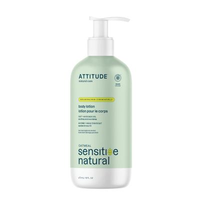 ATTITUDE Body Lotion for Sensitive Skin with Oat, EWG Verified, Dermatologically Tested, Vegan, Avocado Oil, 16 Fl Oz