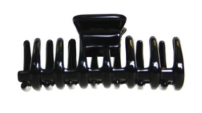 Caravan Medium Spike Looking Design With Flat Teeth And Body With Patent Covered Spring Hair Claw In Black