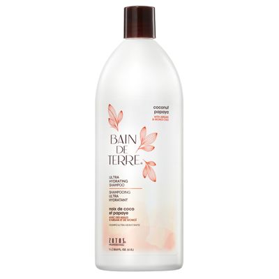 Bain de Terre Coconut Papaya Ultra Hydrating Shampoo, Moisture Quench for Dry, Damaged Hair, with Argan &amp; Monoi Oils, Paraben-Free, Color-Safe, Vegan, 33.8 Fl Oz