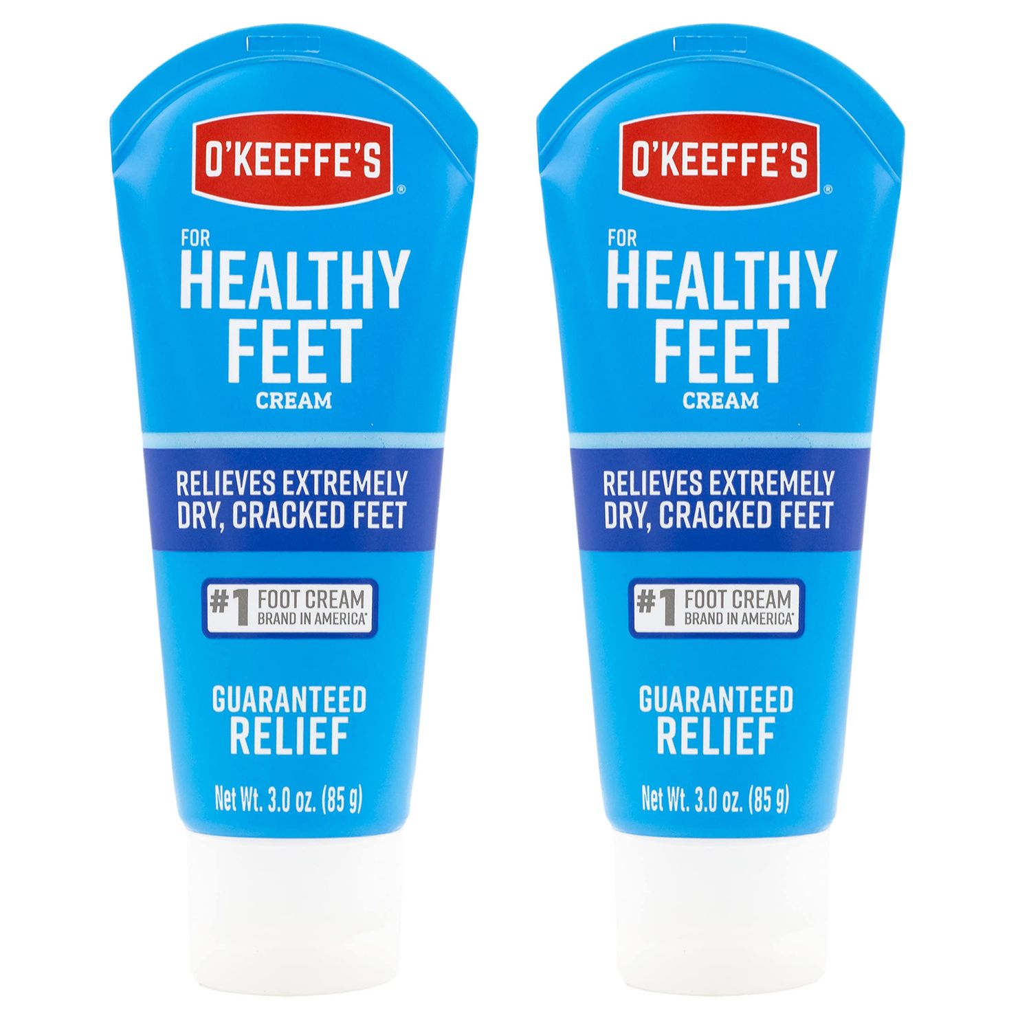 O&#39;Keeffe&#39;s for Healthy Feet Foot Cream; Guaranteed Relief for Extremely Dry; Cracked Feet; Clinically Proven to Instantly Boost Moisture Levels; 3.0 Ounce Tube; (Pack of 2)