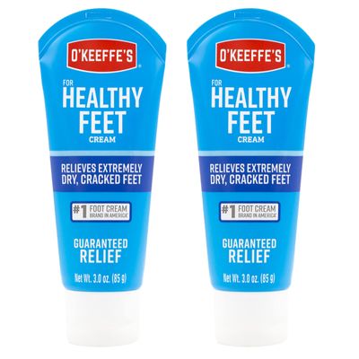 O&#39;Keeffe&#39;s for Healthy Feet Foot Cream; Guaranteed Relief for Extremely Dry; Cracked Feet; Clinically Proven to Instantly Boost Moisture Levels; 3.0 Ounce Tube; (Pack of 2)