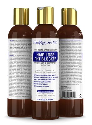 Hair Loss DHT Blocker Shampoo with Sage &amp; Lemongrass, Biotin Volumizing Caffeine Shampoo for Hair Regrowth and Thickness, Sulfate-Free for Men &amp; Women