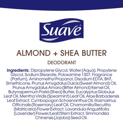 Suave Aluminum Free Deodorant for Women 24-Hour Odor Protection Almond &amp; Shea Butter Cruelty-Free 2.6 oz