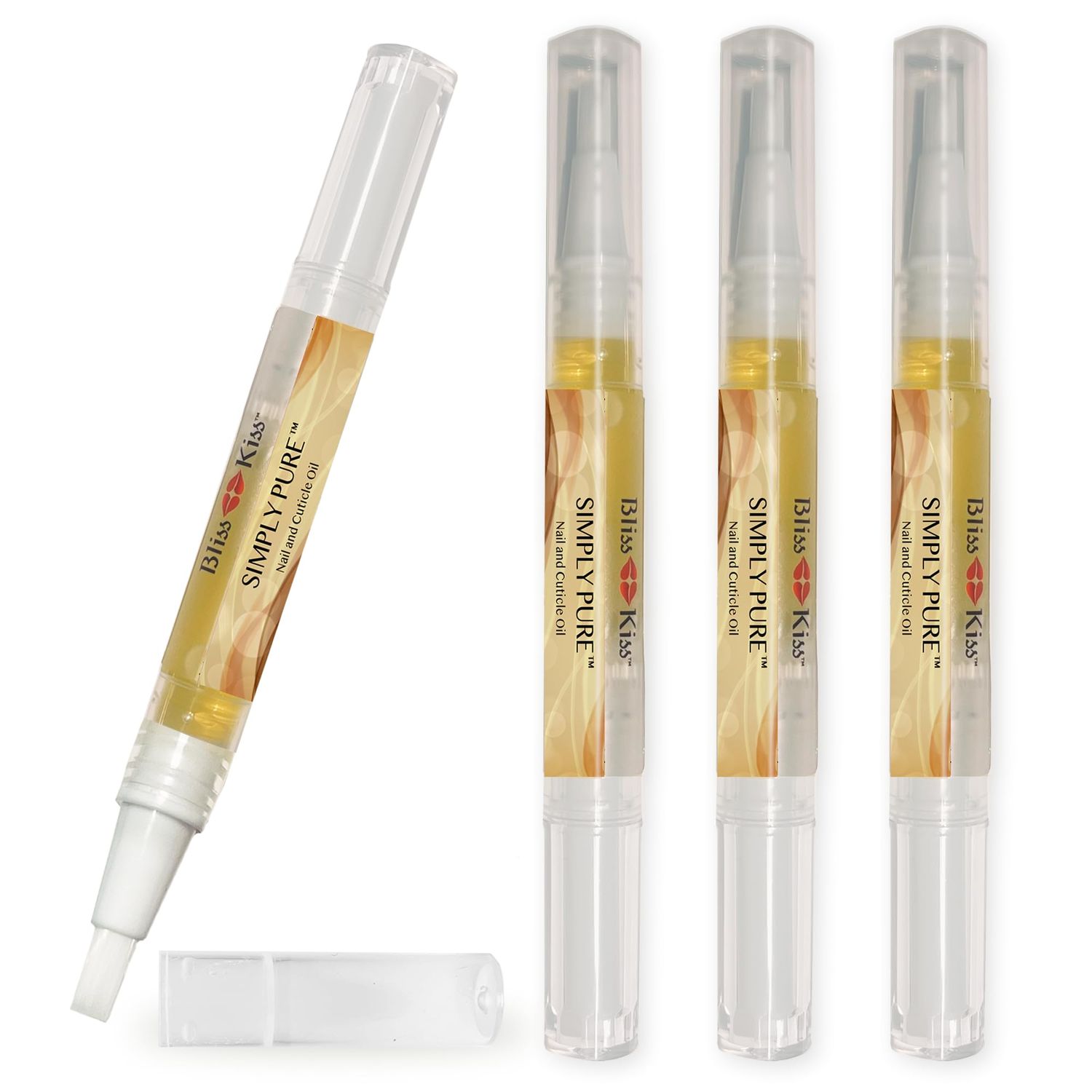 Bliss Kiss | 4 Vanilla Fragrance Nail Oil Cuticle Pens w/Vitamin E &amp; Jojoba?Nail Strengthener Nail Growth Serum for Brittle Peeling Breaking Thin Nails