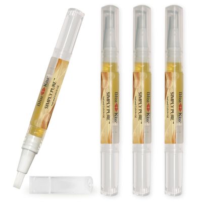 Bliss Kiss | 4 Vanilla Fragrance Nail Oil Cuticle Pens w/Vitamin E &amp; Jojoba?Nail Strengthener Nail Growth Serum for Brittle Peeling Breaking Thin Nails