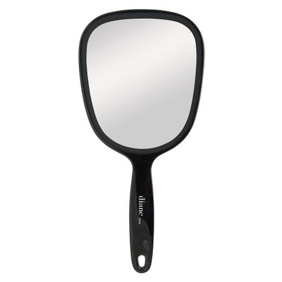 Diane Standard 1X Magnification Hand Mirror, Single Sided Hand Held Mirror with Handle for Salon, Barber, Grooming, Vanity, Shaving, and Travel, Medium, 5&quot; x 11&quot;, Black