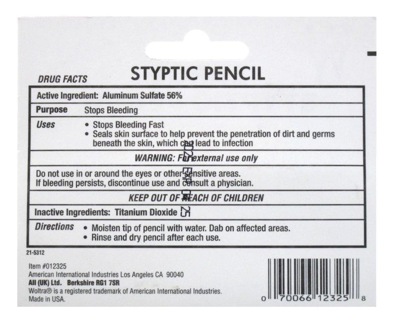 Woltra Nick Relief Large Styptic Pencil, 0.875 oz