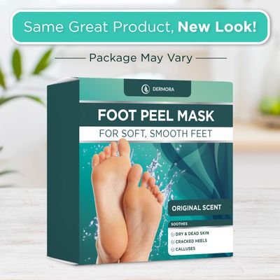DERMORA Foot Peel Mask - 2 Pack of Regular Skin Exfoliating Foot Masks for Dry, Cracked Feet, Callus, Dead Skin Remover - Feet Peeling Mask for Soft Baby Feet, Original Scent