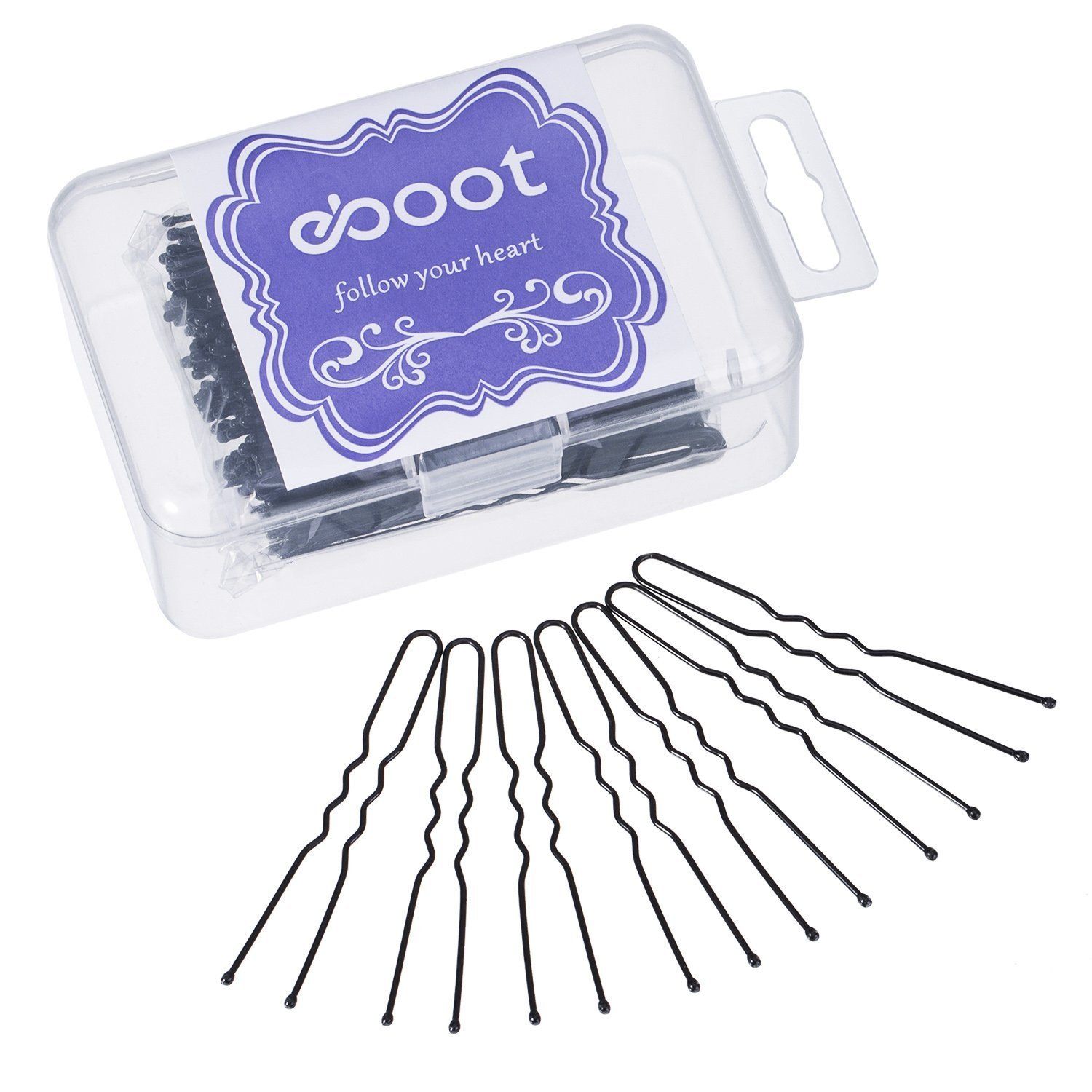 100 Pack of Bun Hair Pins U Shaped Pins with Box and Storage Bag, Black Hair Pins (6 cm)