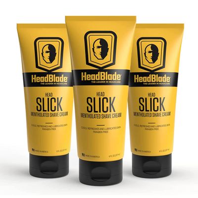 HeadBlade HeadSlick Shave Cream 8 oz for Smooth Head shaving for Bald Men, Helps with Irritation, Redness, &amp; Razor Burn (3pk)