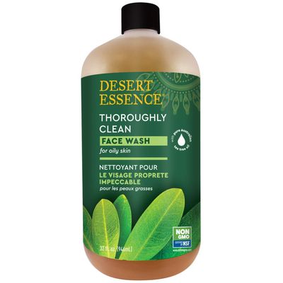 Desert Essence Thoroughly Clean Face Wash Original Deep Cleansing Formula with Tea Tree, Castile Soap &amp; Coconut Oil - 32oz - Soothing, Unisex Skin Cleaning Agent