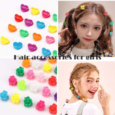 YISSION 200 Pcs Mini Hair Clips Flower Clips Butterfly Hair Clips Heart Hair Clip Rose Claw Clips 90s Hair Accessories for Women Party Gifts Assorted Color