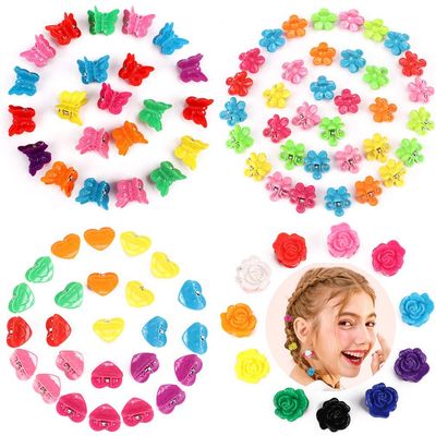 YISSION 200 Pcs Mini Hair Clips Flower Clips Butterfly Hair Clips Heart Hair Clip Rose Claw Clips 90s Hair Accessories for Women Party Gifts Assorted Color