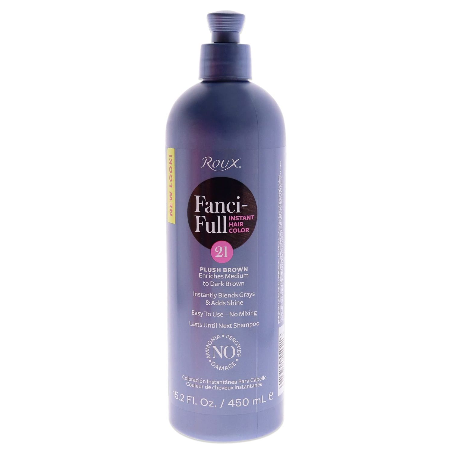 Fanci-Full Instant Hair Color Rinse by Roux, 21 Plush Brown ,Temporarily Evens Tones, Blends Away Gray, 15.2 Oz