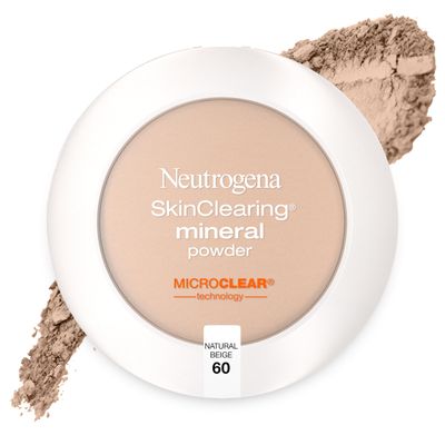 Neutrogena SkinClearing Mineral Acne-Concealing Pressed Powder Compact, Shine-Free &amp; Oil-Absorbing Makeup with Salicylic Acid to Cover, Treat &amp; Prevent Breakouts, Natural Beige 60,.38 oz (Pack of 2)