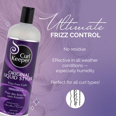 Original Curl Keeper Anti-Frizz Curl Defining Hair Styler (33.8 oz) - Lightweight Curl Definer Liquid Gel for All Weather Conditions - Wavy & Curly Hair Products for Women (Cream Alternative)