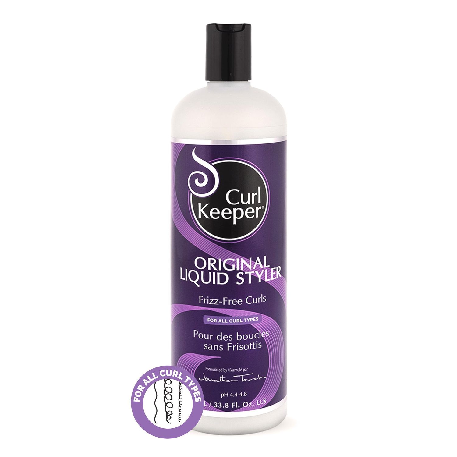 Original Curl Keeper Anti-Frizz Curl Defining Hair Styler (33.8 oz) - Lightweight Curl Definer Liquid Gel for All Weather Conditions - Wavy &amp; Curly Hair Products for Women (Cream Alternative)
